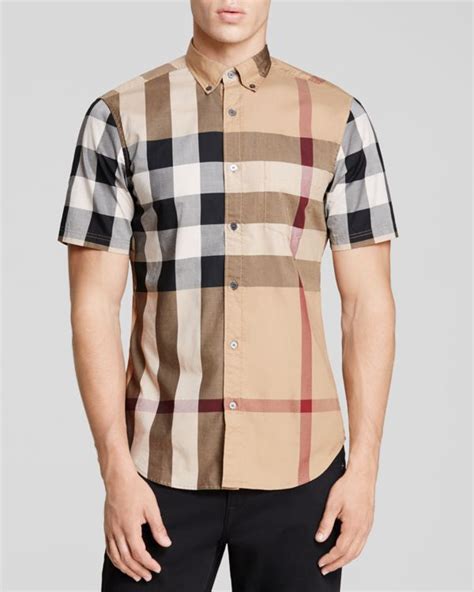 burberry brit fred short sleeve slim fit button down shirt|Men’s Designer Shirts .